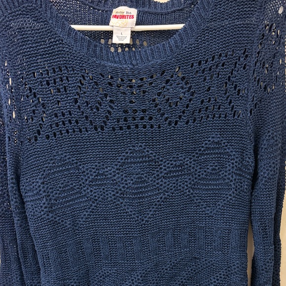 Ruby Rd. Blue Knit Sweater - Picture 3 of 4
